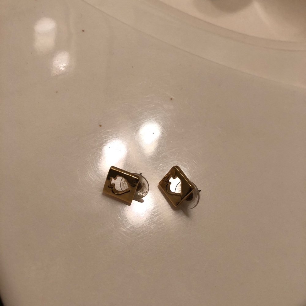 Kate Spade logo gold earrings